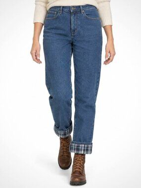 L.L. Bean Flannel Lined Classic Fit 14 Denim Jean Womens Medium Wash Gorpcore